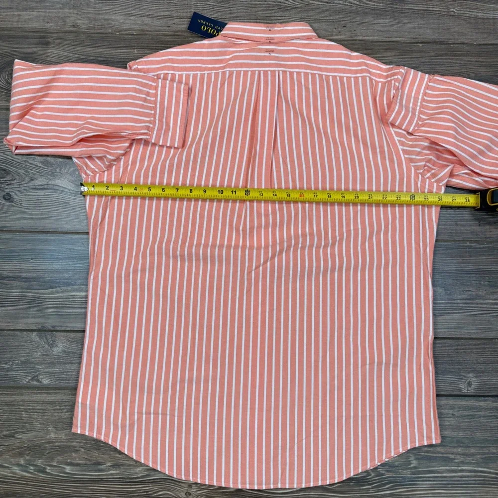 Polo Ralph Lauren Mens XL Button Down Shirt Orange White Stripe Classic Fit NWT
